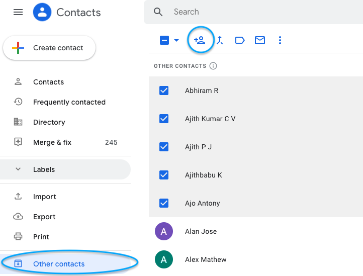 Google contacts. My contacts.